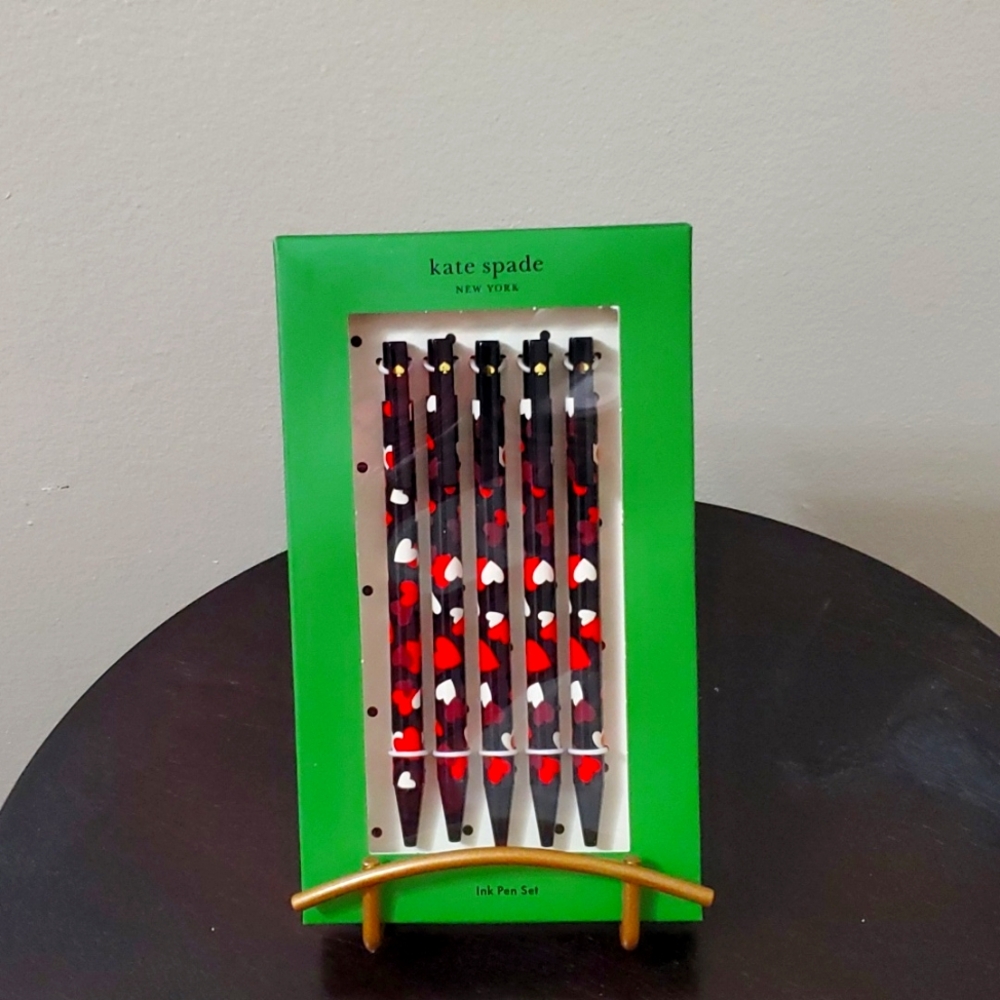NWT: KATE SPADE 5 PIECE VALENTINES PEN SET